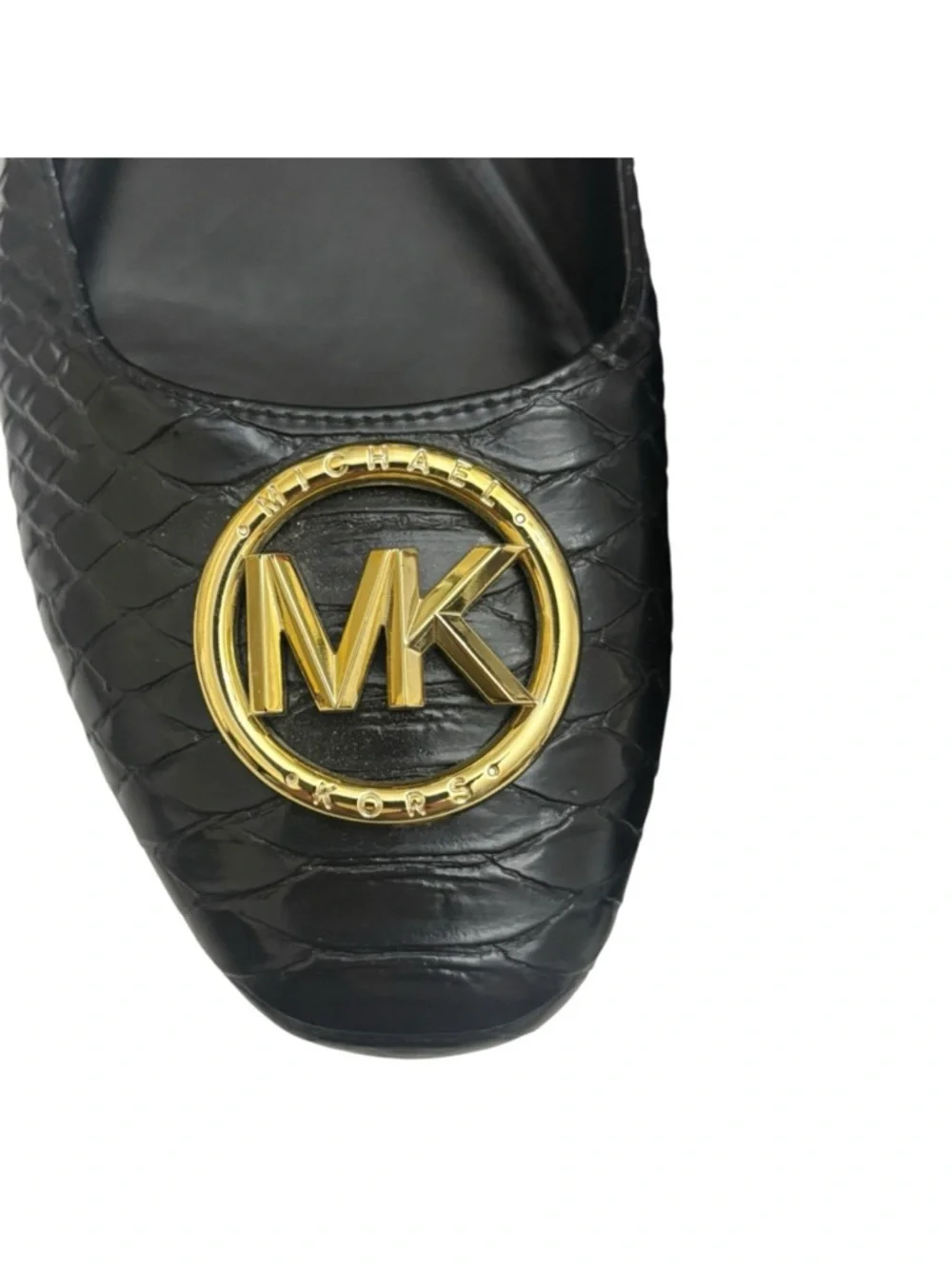 Micheal Kors NWOT classic black faux snake print man made ballet flat shoes 9 - Picture 13 of 14